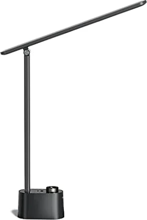 Honeywell HWT-H01 LED Desk Lamp, Foldable & Stepless Dimmable, Black | Sunturalux Eye-Caring Desk Light with Charging Ports, Modern Table Lamp, Reading Lamp for Home Office Bedroom College Dorm