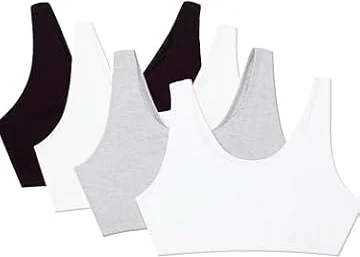 Fruit of the Loom Women's Built Up Tank Style Sports Bra Value Pack, Black/Wht/Wht/Heather Grey, 40