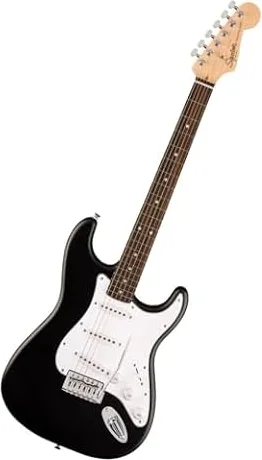 Fender Squier Debut Series Stratocaster Electric Guitar, Beginner Guitar, with 2-Year Warranty, Includes Free Lessons, Black with Matte Finish
