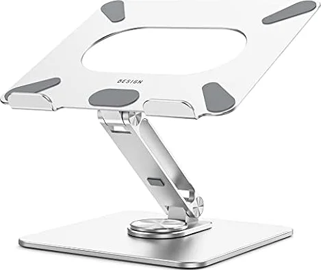 BESIGN LSX7 Laptop Stand with 360° Rotating Base, Ergonomic Adjustable Notebook Stand, Riser Holder Computer Stand Compatible with Air, Pro, Dell, HP, Lenovo More 10-15.6" Laptops, Lapdesk, Silver