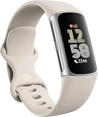 Google Fitbit Charge 6 - Health and Fitness Tracker - Silver / White | Advanced Health and Fitness Tracker with Built-in GPS, Stress Management Tools, Sleep Tracking, 24/7 Heart Rate, One Size