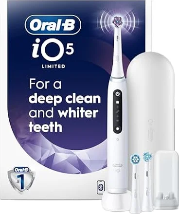 Oral-B iO Series 5 Limited Electric Toothbrush with (3) Brush Head, Rechargeable, White