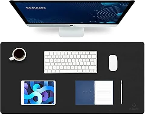K KNODEL Large Office Desk Mat, Leather Mouse Pad (31.5"x15.7", Black) | Desk Pad, Keyboard Pad, Computer and Laptop Mat, Desktop Protector and Cover, Writing Pad and Blotter for Home Office