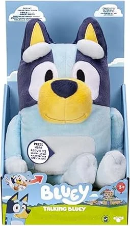 Bluey, Talking 13" Multilingual Talking Plush Toy with 9 Phrases and Bluey Theme Song, Speaks in 3 Different Languages