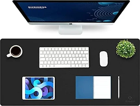 K KNODEL Extra Large Desk Mat, Leather Mouse Pad (35.4"x17", Black) | Desk Pad, Keyboard Pad, Computer and Laptop Mat, Desktop Protector and Cover, Writing Pad and Blotter for Home Office