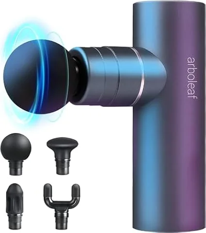 arboleaf Mini Muscle Gun, Full-Metal, 5 Speeds, Quiet Brushless Motor | Compact Portable Design With Adaptive Mode, 4 Silicone Heads And USB-C Charging For Home, Office, Gym And Travel