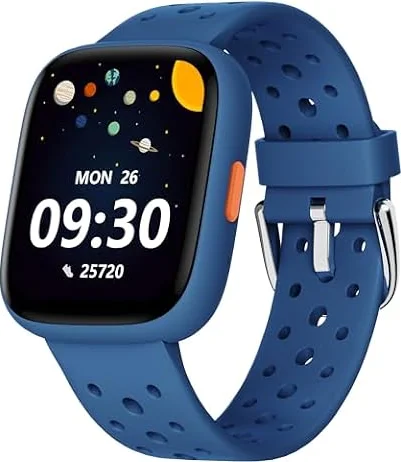 BIGGERFIVE Kids Smart Watch No Phone Needed, 1.8" Fitness Tracker Watch | Pedometer, Heart Rate, Sleep Monitor, IP68 Waterproof, Step Counter, Puzzle Games for Boys Girls Teens 5-16, Blue