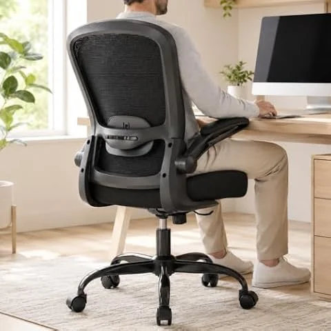 Office Chair, Ergonomic Desk Chair with Adjustable Lumbar Support & Seat Height, High Back Mesh Computer Chair with Flip-up Armrests Task Chairs
