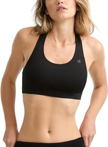 Champion Women's Sports Bra, High-Impact Compression, Moisture Wicking, Black, Medium