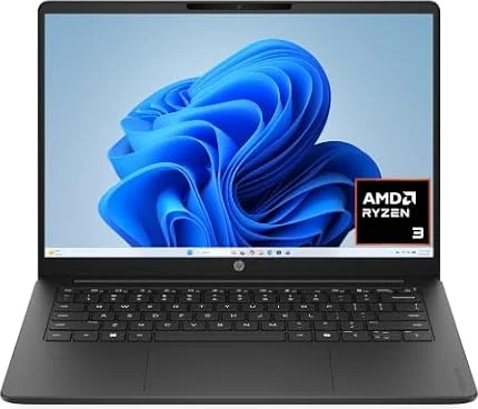 HP OmniBook 3 14 inch Laptop PC, 2K Display, AMD Ryzen 3 30, 8 GB RAM, 512 GB SSD, AMD Radeon 610M Graphics, Windows 11 Home, Jet Black, 14-hy0006ca