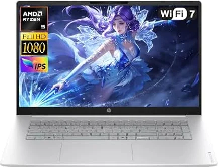 HP OmniBook 3 Laptop 17.3" FHD IPS AMD Ryzen 5 40(Beats i7-7500U) | 8GB RAM 512GB SSD, WiFi 7 Bluetooth 6.0 Win 11 HDMI 2.1 Dual Speaker Computer for Designer Business Gaming