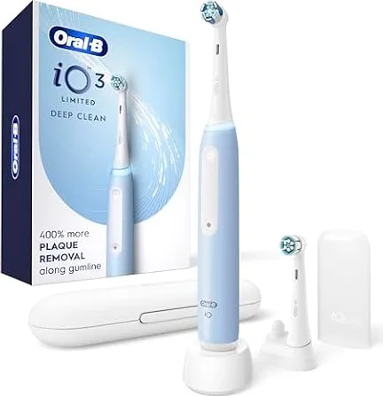 Oral-B iO Series 3 Limited Electric Toothbrush with (2) Brush Heads, Rechargeable, Icy Blue