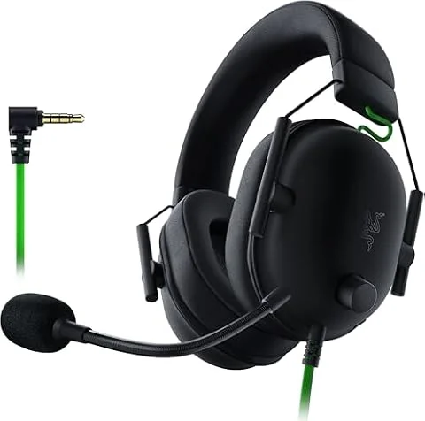 Razer BlackShark V2 X Wired PC Gaming Headset,3.5mm Audio Jack, Black | 7.1 Surround Sound, 50mm Drivers, Cardioid Mic, Lightweight, Memory Foam, Noise Isolating Earcups, for PC, PS4, PS5, Switch