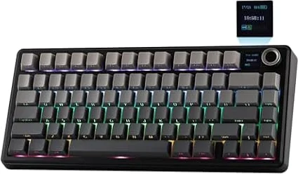 EPOMAKER X Aula F75 MAX Tri-Mode Wireless Gaming Keyboard, TFT Screen, Knob, Hot Swappable, 2.4GHz/Type-C/BT5.0, Gasket Creamy, for PC/Mac/Office/Gaming (Black Gradient)