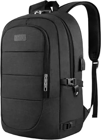 AMBOR Travel Laptop Backpack for 17.3 inch with Anti Theft & USB Charging | Business Laptop Backpack with Headphone Interface, Computer Backpack for College School Student Work Men & Women, Black