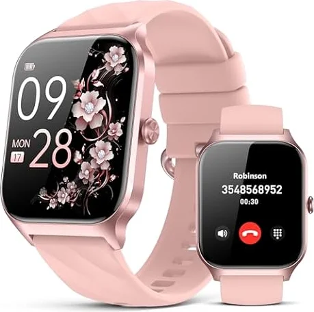 Smart Watch for Women Men - Answer/Make Call, Fitness Tracker Smartwatch for Android iPhone Compatible, Sleep Female Cycle, 120+ Sports Modes Step Counter (Classic, Pink, 1.83)
