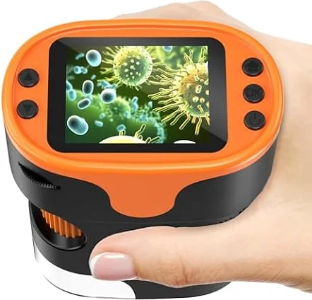 Kids Digital Microscope STEM Toy: Complete Science Gift Kit for Ages 4-12 | 32GB Card for Photos & Video / Custom EVA Case / Real Glass Slides / Upgraded Slide Slot / Rechargeable / 1000X / 4K Screen
