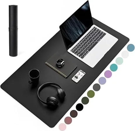 YSAGi Non-Slip Desk Mat,Large Mouse Pad,Leather Desk Pad 31.5"x15.7" Black | Keyboard Pad, Computer Mat,Waterproof PVC Desk Blotter, Easy Clean Laptop Desk Writing Mat for Office Work/Home/Decor