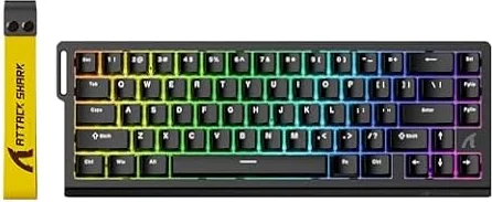 ATTACK SHARK X68 HE RT Mechanical Gaming Keyboard 60% Wired TKL-Black | Adjustable Actuation,Hall Effect Magnetic Switch,8KHz Polling Rate,RGB Backlit,Top Mount, Web Driver for PC Mac Esport Gamer