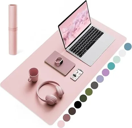 YSAGi Non-Slip Desk Mat,Large Mouse Pad,Leather Desk Pad 31.5" x 15.7" Pink | Keyboard Pad, Computer Mat,Waterproof PVC Desk Blotter, Easy Clean Laptop Desk Writing Mat for Office Work/Home/Decor