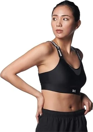 Under Armour Womens Infinity High Impact Sports Bra, (001) Black / / White, (Large) D/DD
