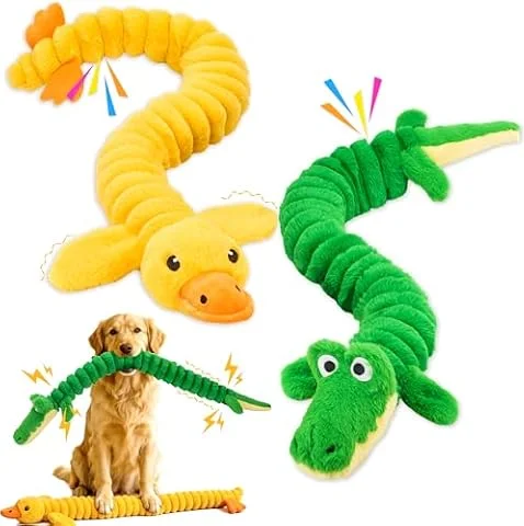 LECHONG 2-Pack 40” Extra-Long Squeaky Dog Toys for Large Dogs, Soft Chew Plush Stuffed Animal Dogs Toy, Interactive Tug-of-War Dog Toys for All Dogs to Keep Them Busy