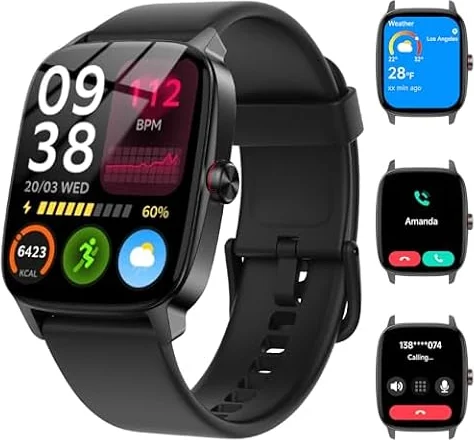 Smart Watch for Men Women, Bluetooth Call Smartwatch with AI Voice, 1.85" HD DIY Dial Fitness Watch, Heart Rate/SpO2/Steps/Sleep Monitor, 100+ Sports Modes, IP68 Waterproof Watch for Android iOS