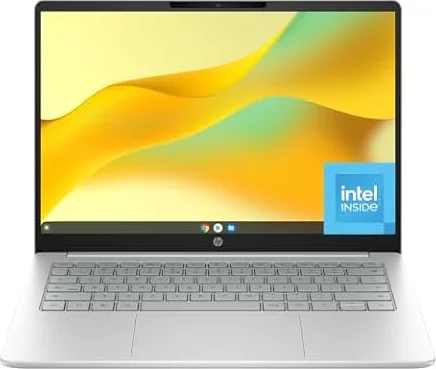 HP Chromebook 14 Inch Laptop, 2K Display, Intel N150, 8 GB RAM, 128 GB UFS, Intel Graphics, Chrome OS, Glacier Silver, 14a-nk0006ca