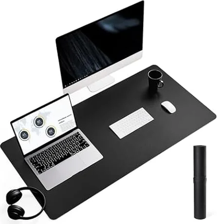 YSAGi Non-Slip Desk Mat,Large Mouse Pad,Leather Desk Pad 35.4" x 17" Black | Keyboard Pad, Computer Mat,Waterproof PVC Desk Blotter, Easy Clean Laptop Desk Writing Mat for Office Work/Home/Decor
