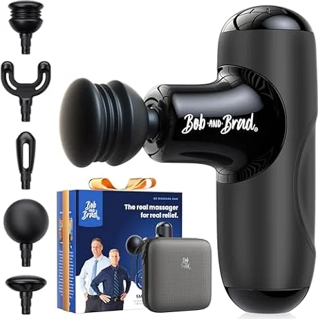 BOB AND BRAD Q2 Mini Massage Gun, Powerful Pocket-Sized Massager, Portable Muscle Massage Gun, Ultra Small & Quiet Massager with Carry Case for On The Go Usage, Gifts for Women Men Athletes (Black)