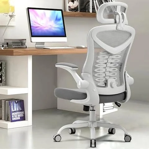 Ergonomic Office Chair Gaming Chair with Adjustable Lumbar Support&Headrest | 330 LBS High Back Mesh Home Office Desk Chairs with Thickened Cushion, Comfy Computer Task Chair with Flip-up Armrests