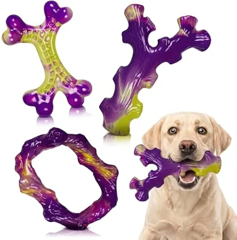 Frienhund Dog Toys for Aggresseive Chewers: Tough Dog Toy for Large Dogs, 3-Pack Indestructible Dog Toys to Keep Them Busy, Dog Chew Toy for Large Breeds, Safe and Non-Toxic Dog Toys, Purple