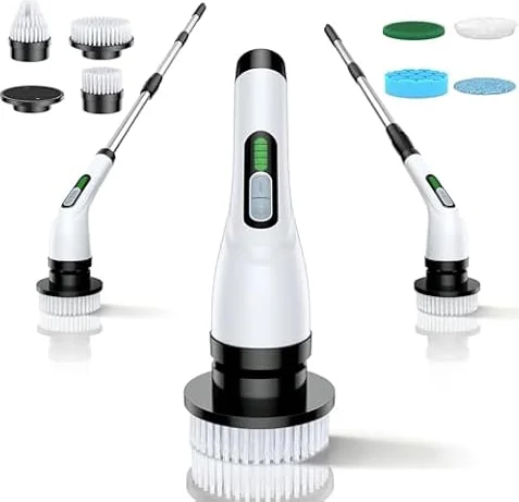 Electric Spin Scrubber for Bathroom: Shower Cleaner Brush with Long Handle