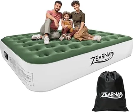 Zearna Air Mattress Queen with Built in Pump - Upgraded Inflatable Mattress, 2 Mins Quick Self Inflating with Double Air Chamber,13"/550lbs Max Matelas Gonflable, for Camping,Home,Portable Travel