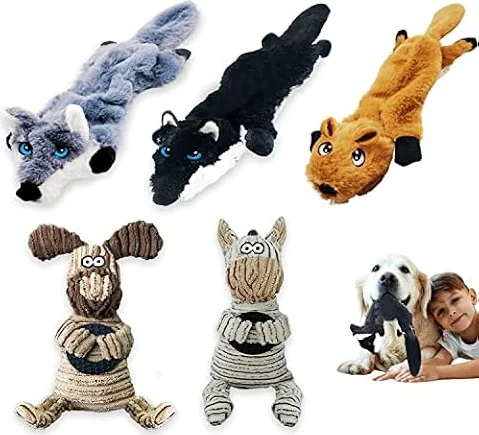 FULIM Dog Squeak Toys 5 Pack Dog Toys No Stuffing Dog Toy Plush Dog Toys Crinkle Dog Toy Dog Chew Toys for Small Medium Large Dogs