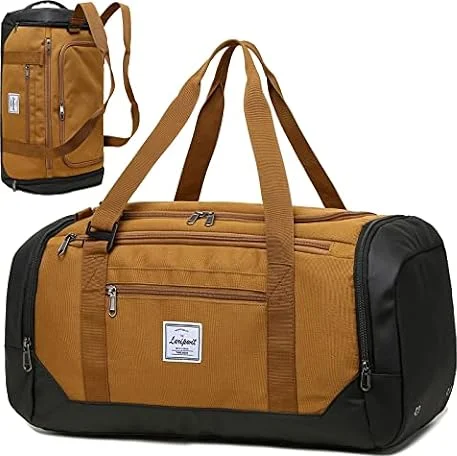 Laripwit Travel Duffle Bag for Men 40L Sports Gym Bag with Wet Pocket & Shoes Compartment Weekender Overnight Backpack for Traveling Duffel Bag Backpack for Women, Khaki