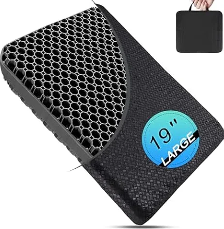 Seat Cushion, Gel Seat Cushion for Long Sitting– Back Pain, Sciatica, Tailbone Pain Relief Pad, 19in Seat Cushion for Office Chair, Wheelchair Cushion, Car Cushion, Long Trips