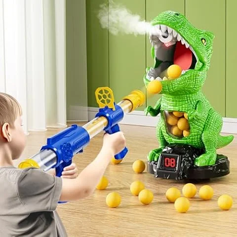 NIPLOOOW Moveable Dinosaur Shooting Toys for Kids 3-8 Years, Movable Shooting Target Toy with Air Pump Guns, Interactive Competition Game for Boys and Girls Ages 3 4 5 6 7 8 Years Old