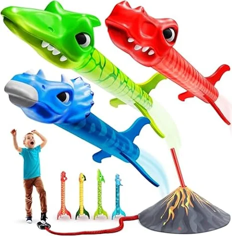 Dinosaur Toy Rocket Launcher for Kids - Toys for Kids 3-5 5-7 4-6 - Outdoor Toys for Kid Ages 4-8 - 3 4 Year Old Boy Birthday Gift - Gifts for Boys Age 3 4 5 6 Years - Outside Toy for Toddlers