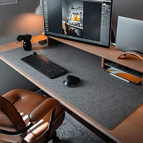 DAWNTREES Felt Desk Mat,35.5" x15.8", Desk Pad Protection | Non-Slip,Keyboard Mat, Extra Large Mouse Pad for PC,Computers, Laptops, Office and Home (Dark Gray)