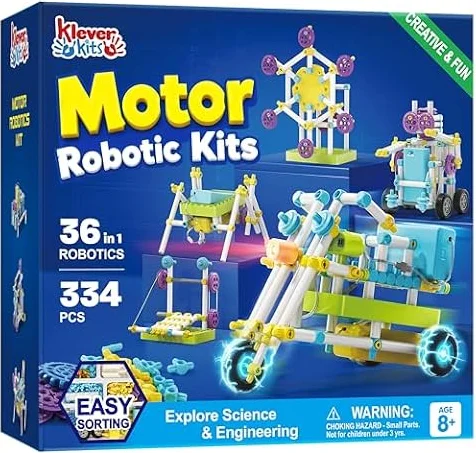 JOVA Klever Kits 36-in-1 Motor Robotic Kits, Make Your Own Kids Craft Kits Educational STEM Toys for Ages 8-13 Boys and Girls, Science Gifts for 8 Years Old