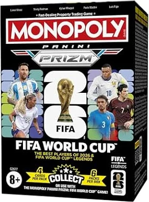 Monopoly Panini Prizm: FIFA World Cup Trading Cards Booster Box | Current Stars and FIFA World Cup Legends | Gifts for Soccer Fans (English Version)