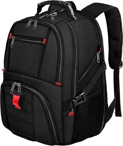 YOREPEK 18.4 Inch TSA Travel Laptop Backpack for Men and Women, Black | Lay-flat opening, luggage strap, padded shoulder straps and divided storage simplify airport security and packing.