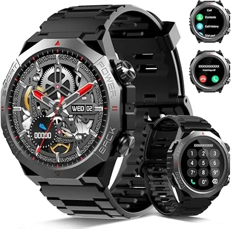 Military Smart Watch for Men 1.39"HD Touchscreen (Answer/Make Calls), Black