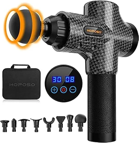 Massage Gun Powerful Portable Sports Massage Gun with 30 Speeds 8 Massager Heads, High Speed Quiet Motor Massager Gun, LCD Screen, Carry Case, Gift for Men Women