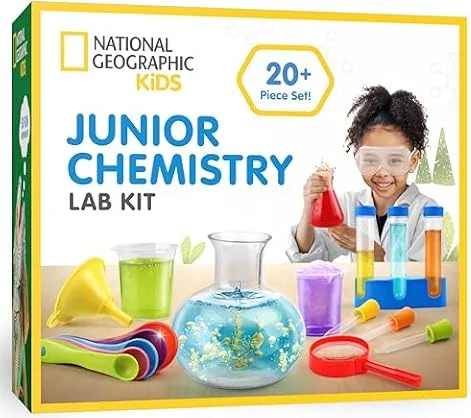 National Geographic Junior Chemistry Set with 50 Experiments for Kids | 50 Science Experiments, 20+ Lab Tools, Early Chemistry Learning, Hands-On STEM Activity, Science Kit for Kids