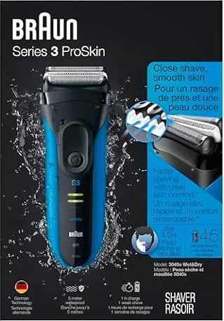 Braun Series 3 ProSkin 3040s Rechargeable Wet & Dry Men's Electric Shaver with Precision Trimmer